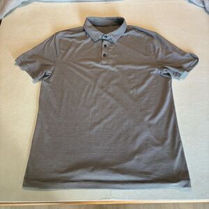 Lululemon Evolution Polo Mens Size M Black White Striped Performance Stretch